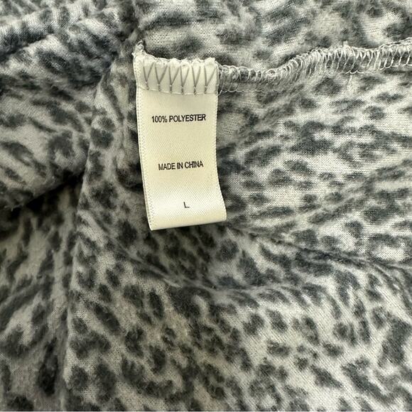 Oscar de la Renta Pink Label Leopard Print Fleece Pullover Top - Size L - Picture 5 of 9